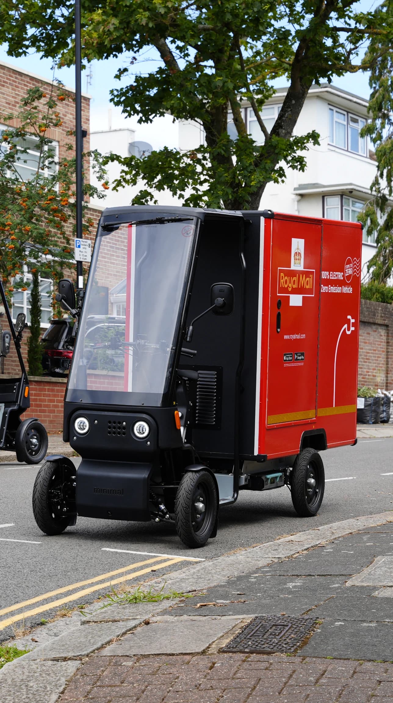 A Royal Mail liveried Minimal Pedal 4 on a delivery round
